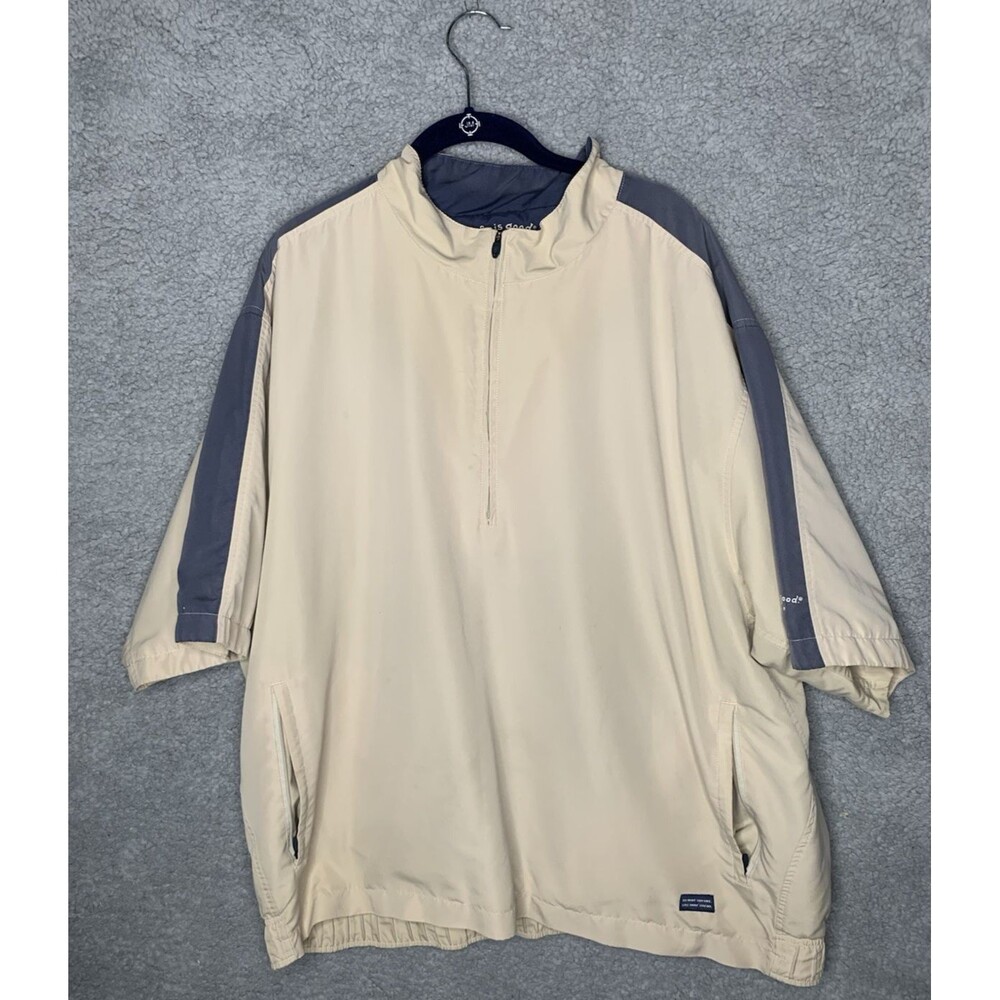 Life is Good Mens Beige Large Golf 1/2 Zip Short Sleeve Jacket